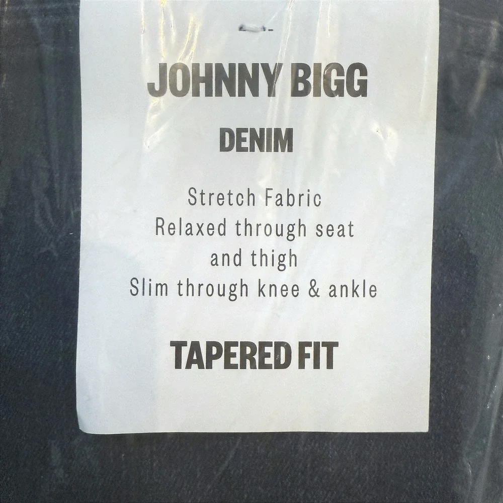 NWT Johnny Bigg Mens Ronnie Tapered Fit Jeans Dark‎ Wash Stretch Denim Size 42